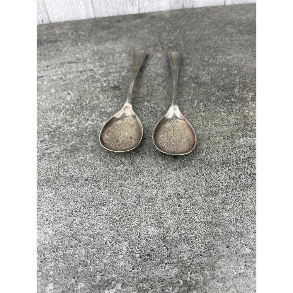 Antique Engraved Silver Plated Spoon Ornate Filigree Price Per Spoon